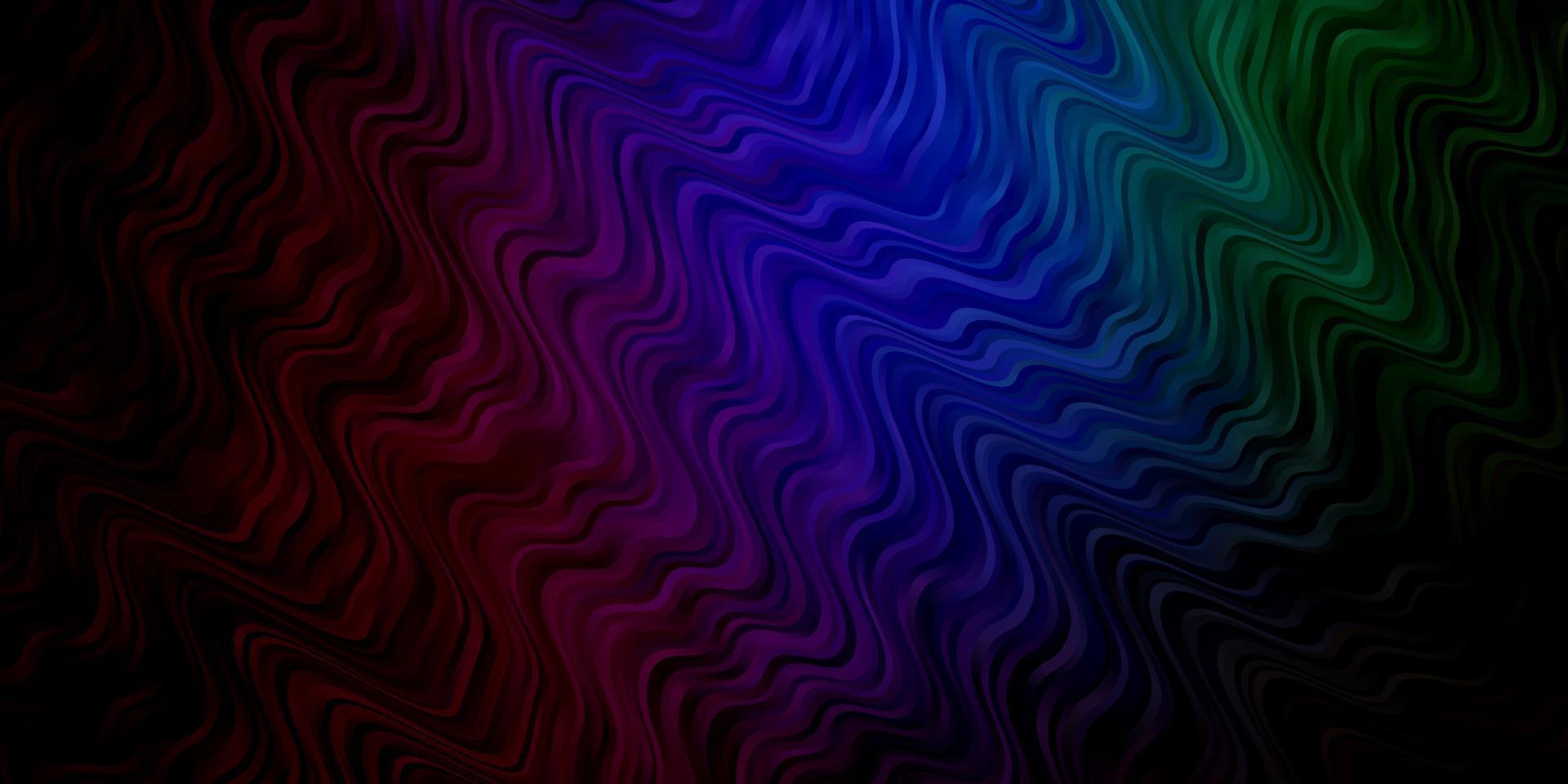 Telón de fondo de vector multicolor oscuro con líneas dobladas.