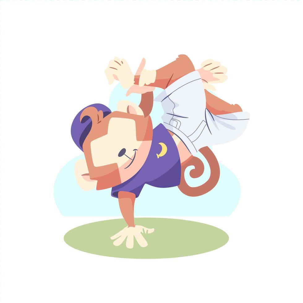ilustración de un animal mono haciendo un baile acrobático vector