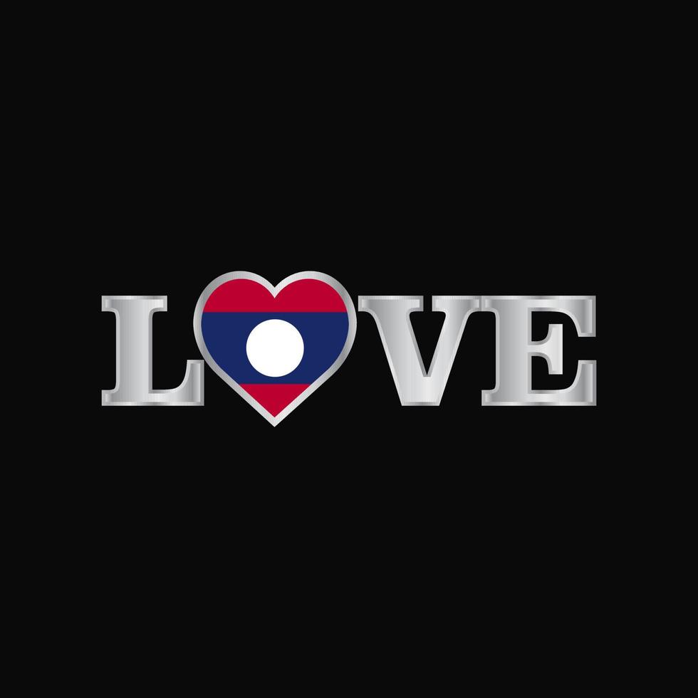 Love typography with Laos flag design vector