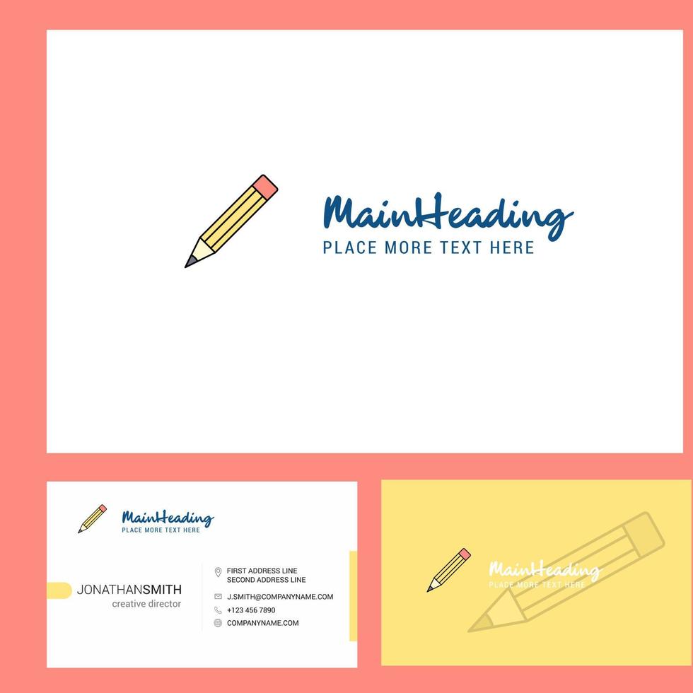 diseño de logotipo de lápiz con eslogan diseño creativo de vector de plantilla de tarjeta de negocios frontal y posterior