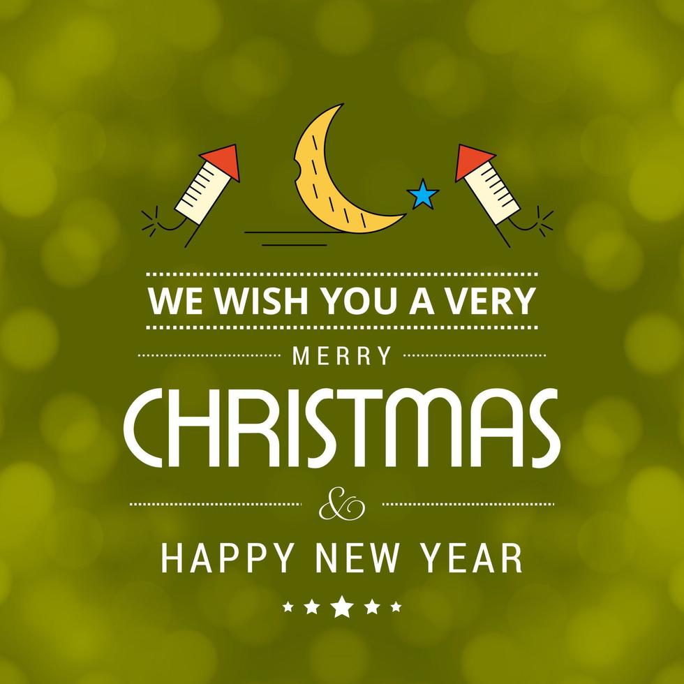 Christmas greetings card with typography and green background vector
