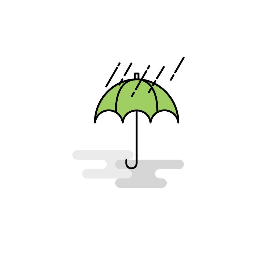 Flat Raining and Umbrella Icon Vector