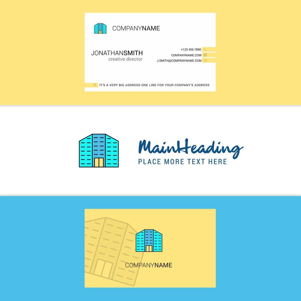 Beautiful Building Logo and business card vertical Design Vector