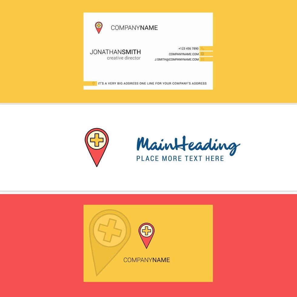 Beautiful Hospital location Logo and business card vertical Design Vector