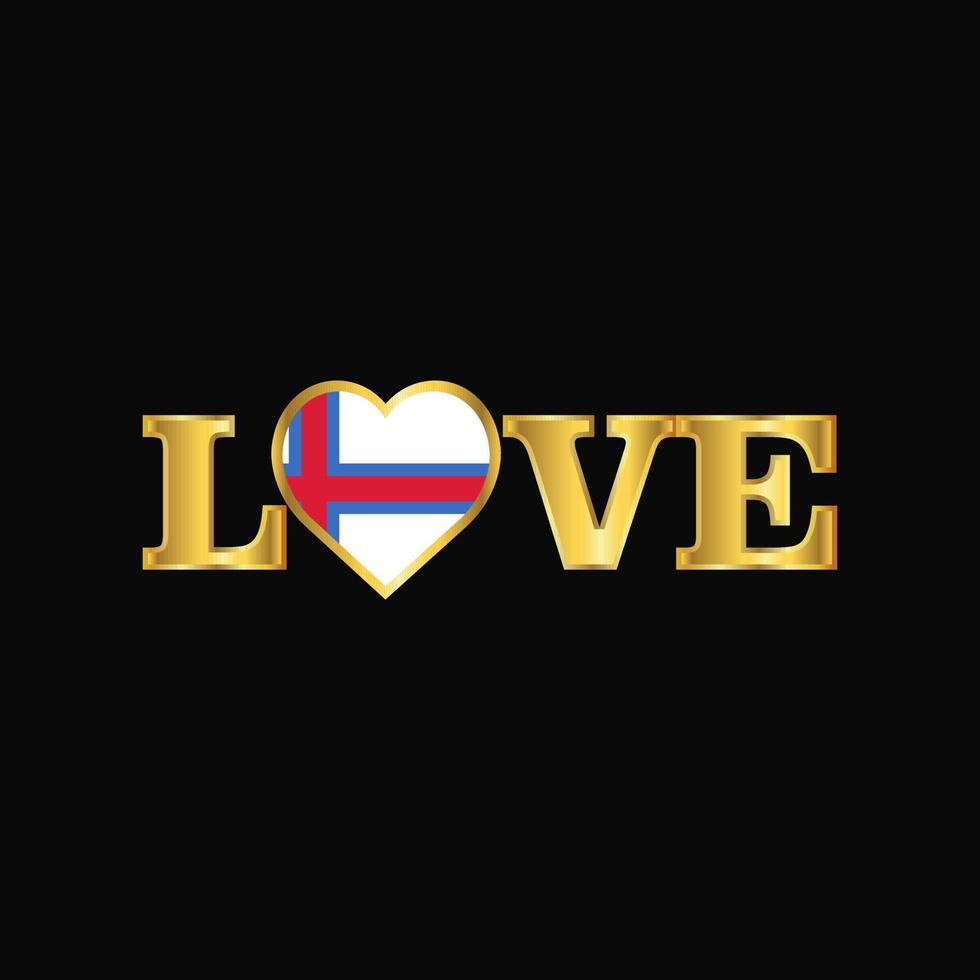 Golden Love typography Faroe Islands flag design vector