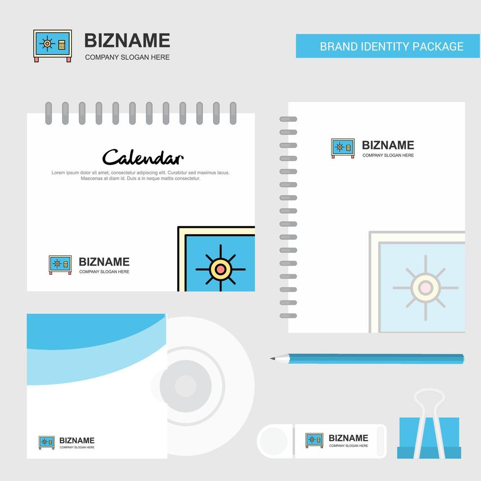 Locker Logo Calendar Template CD Cover Diary and USB Brand Stationary Package Design Vector Template