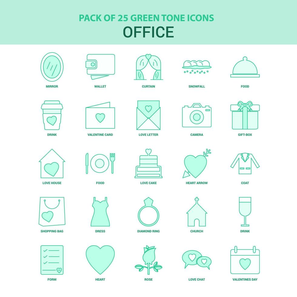 25 Green Office Icon set vector