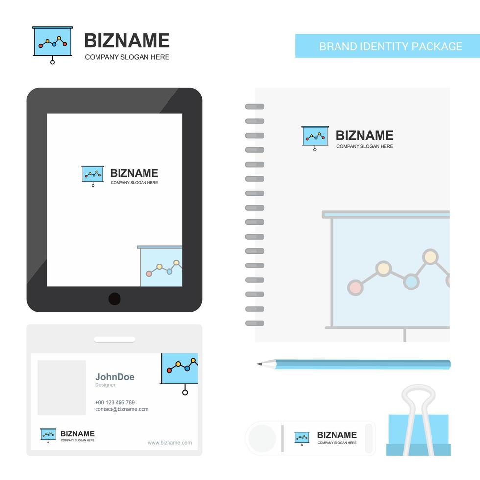 Graph chart Business Logo Tab App Diary PVC Employee Card and USB Brand Stationary Package Design Vector Template