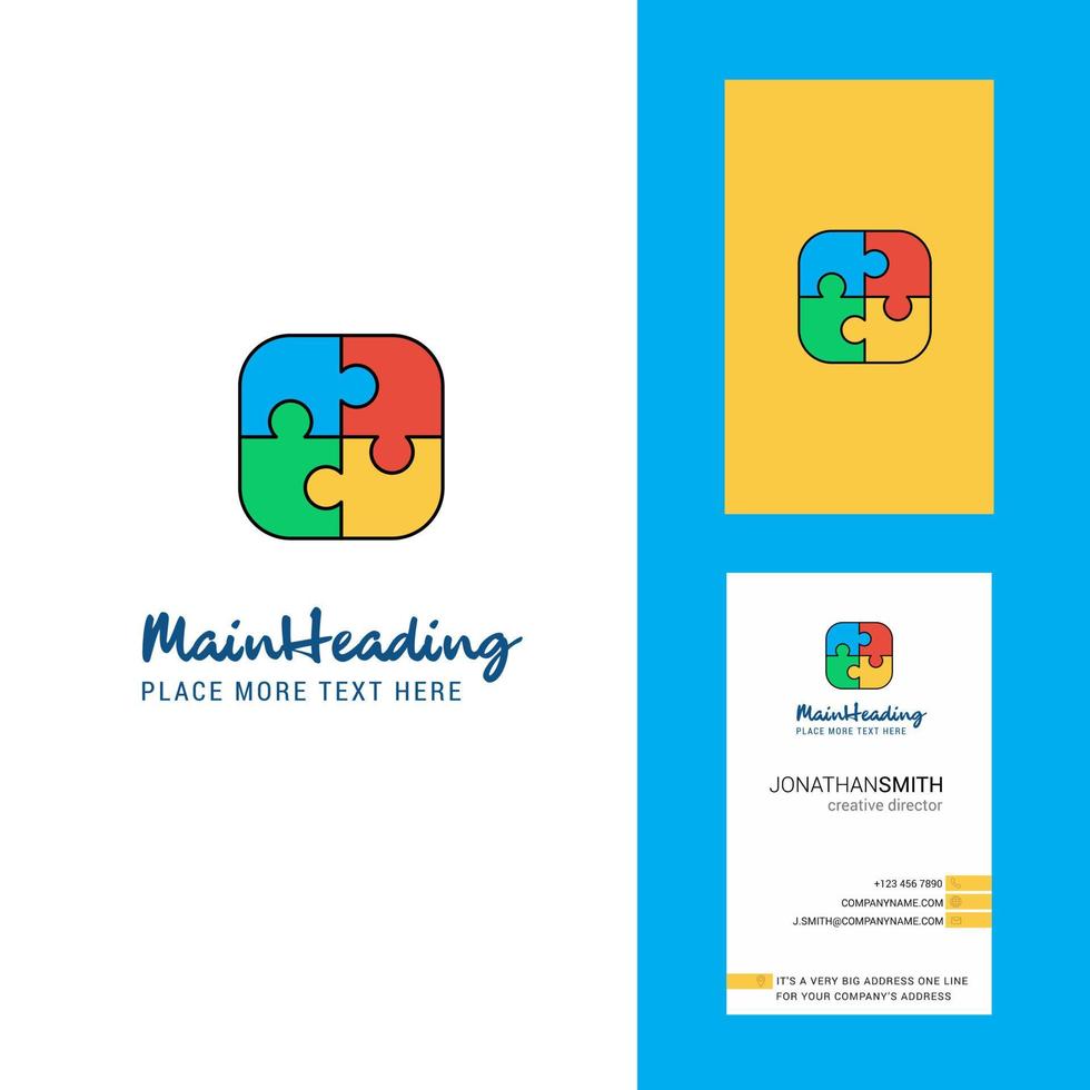 vector de diseño vertical de tarjeta de visita y logotipo creativo de juego de rompecabezas