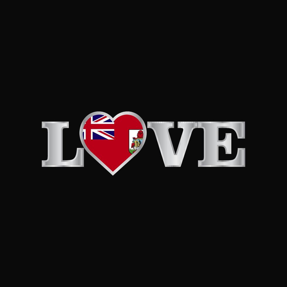 Love typography with Bermuda flag design vector