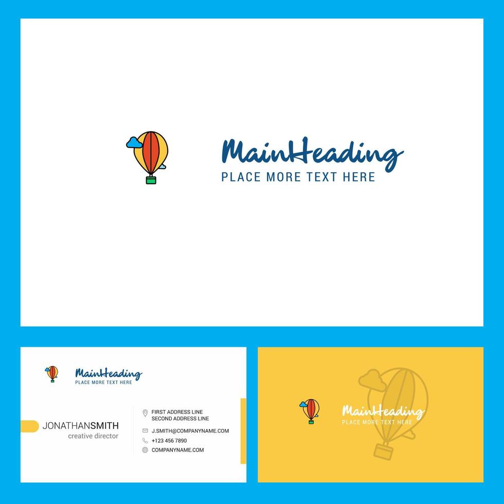 Hot air balloon Logo design with Tagline Front and Back Busienss Card Template Vector Creative Design