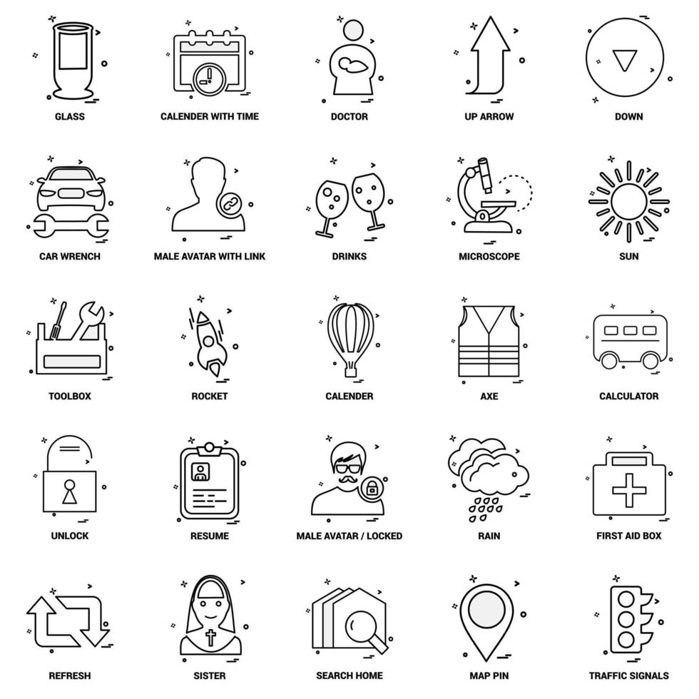 25 Business Concept Mix Line Icon set vector