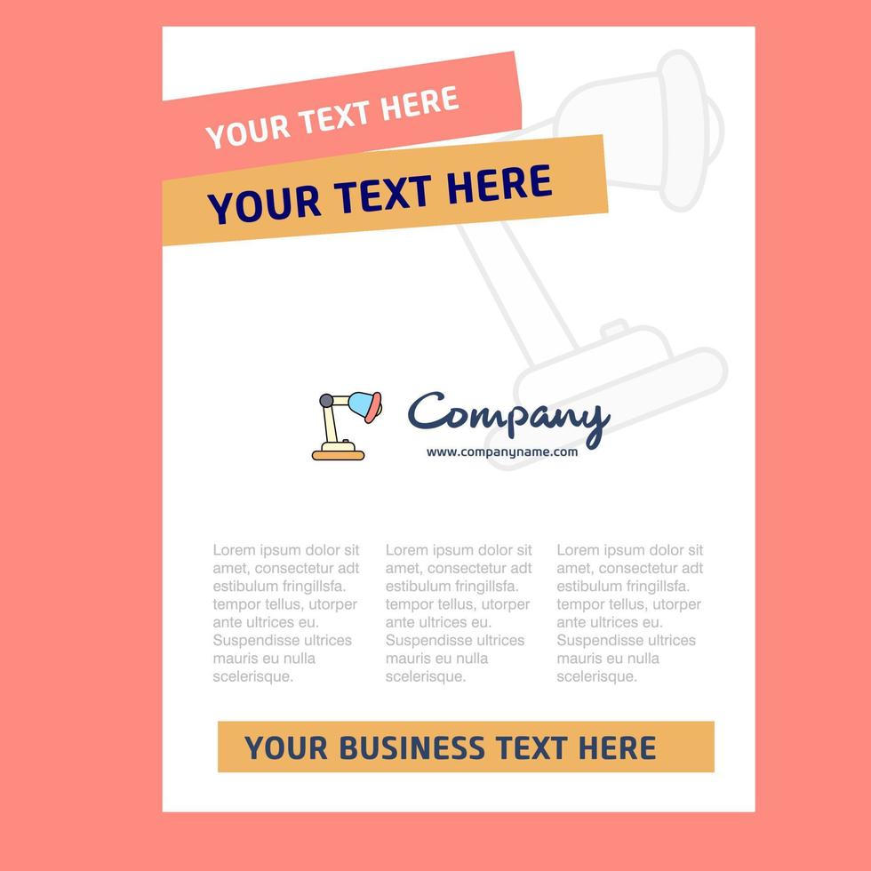 Table lamp Title Page Design for Company profile annual report presentations leaflet Brochure Vector Background