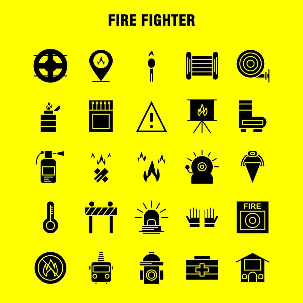 Fire Fighter Solid Glyph Icon for Web Print and Mobile UXUI Kit Such as Burn Fighter Fire Fireman Barrier Board Fighter Fire Pictogram Pack Vector