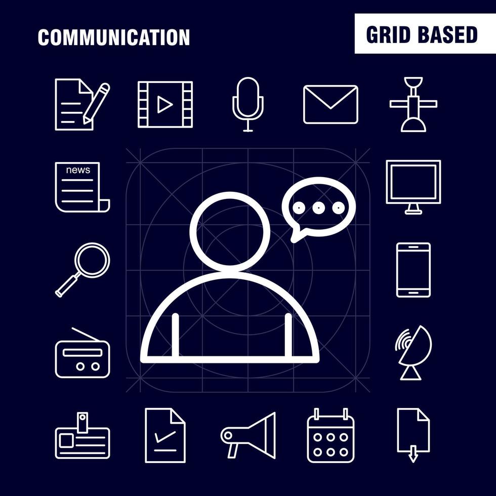 Communication Line Icons Set For Infographics Mobile UXUI Kit And Print Design Include Laptop Computer Device Electronics Headphone Media Music Sound Collection Modern Infographic Logo and vector