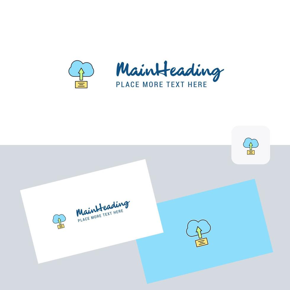 Uploading on cloud vector logotype with business card template Elegant corporate identity Vector