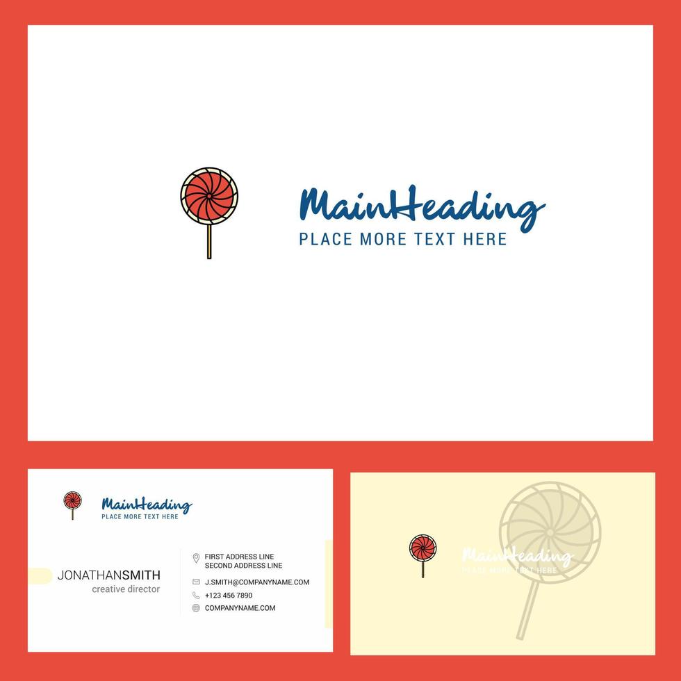 Lollypop Logo design with Tagline Front and Back Busienss Card Template Vector Creative Design