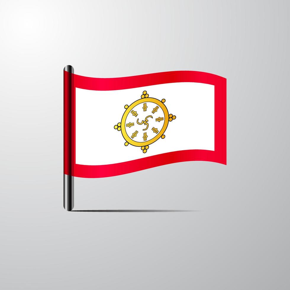 Sikkim waving Shiny Flag design vector