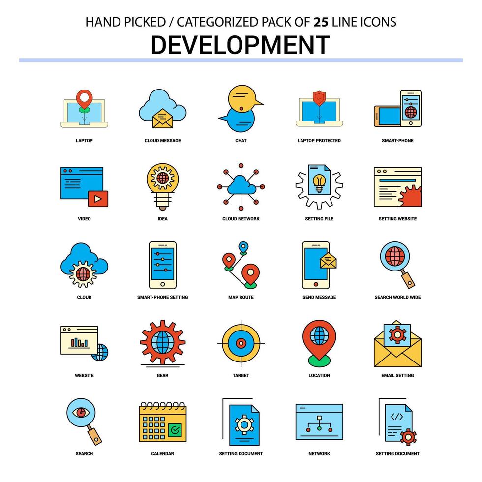 Development Flat Line Icon Set Business Concept Icons Design vector