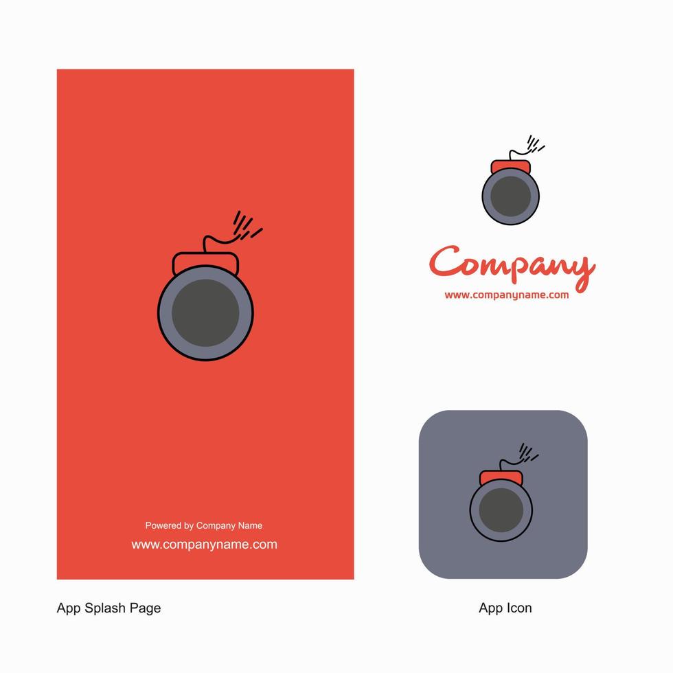 icono de la aplicación del logotipo de la empresa bomba y diseño de la página de bienvenida elementos de diseño de la aplicación comercial creativa vector
