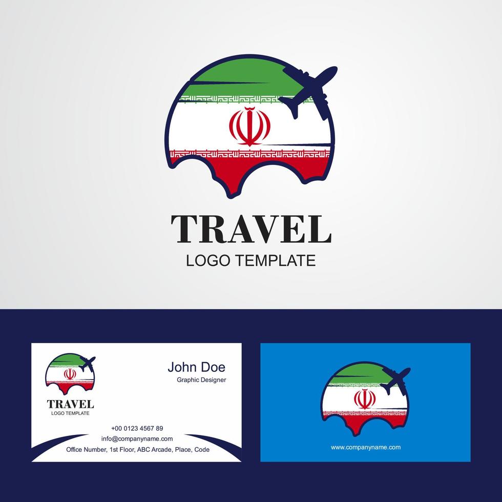 logotipo de la bandera de irán de viaje y diseño de tarjeta de visita vector