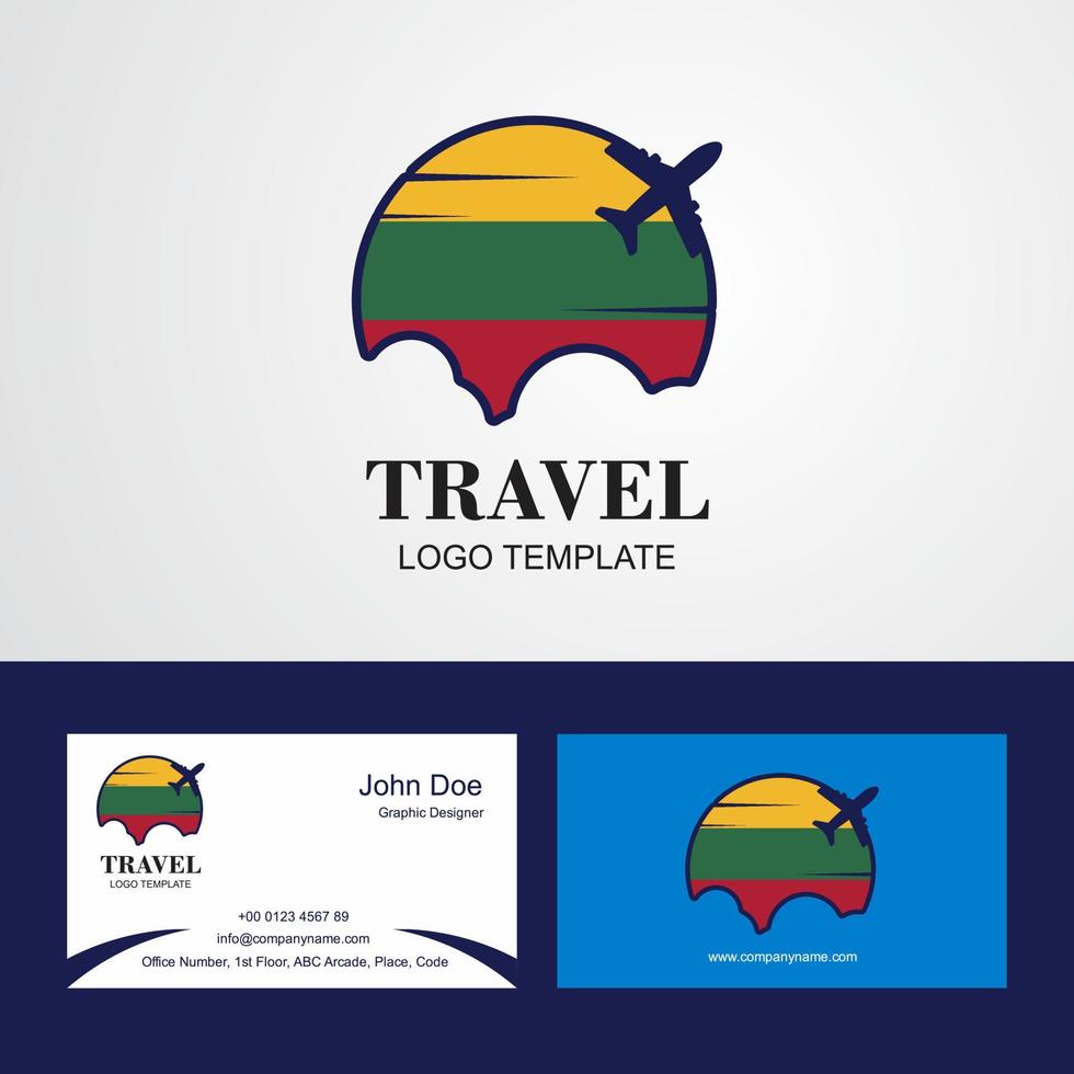 logotipo de la bandera de lituania de viaje y diseño de tarjeta de visita vector