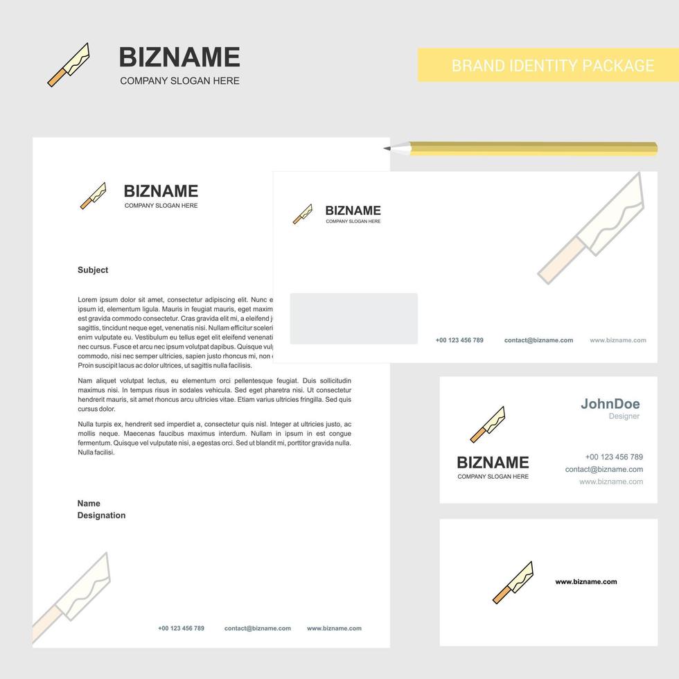 Knife Business Letterhead Envelope and visiting Card Design vector template