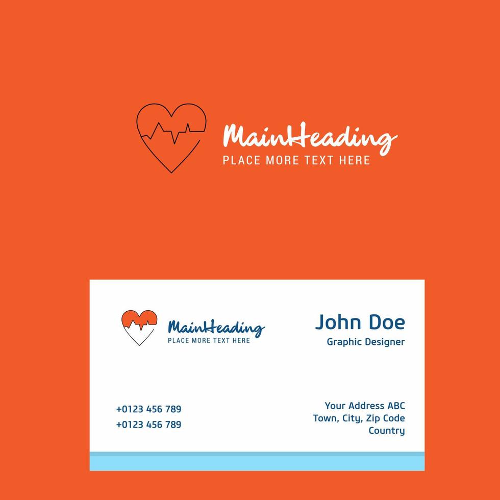 Heart ECG logo Design with business card template Elegant corporate identity Vector