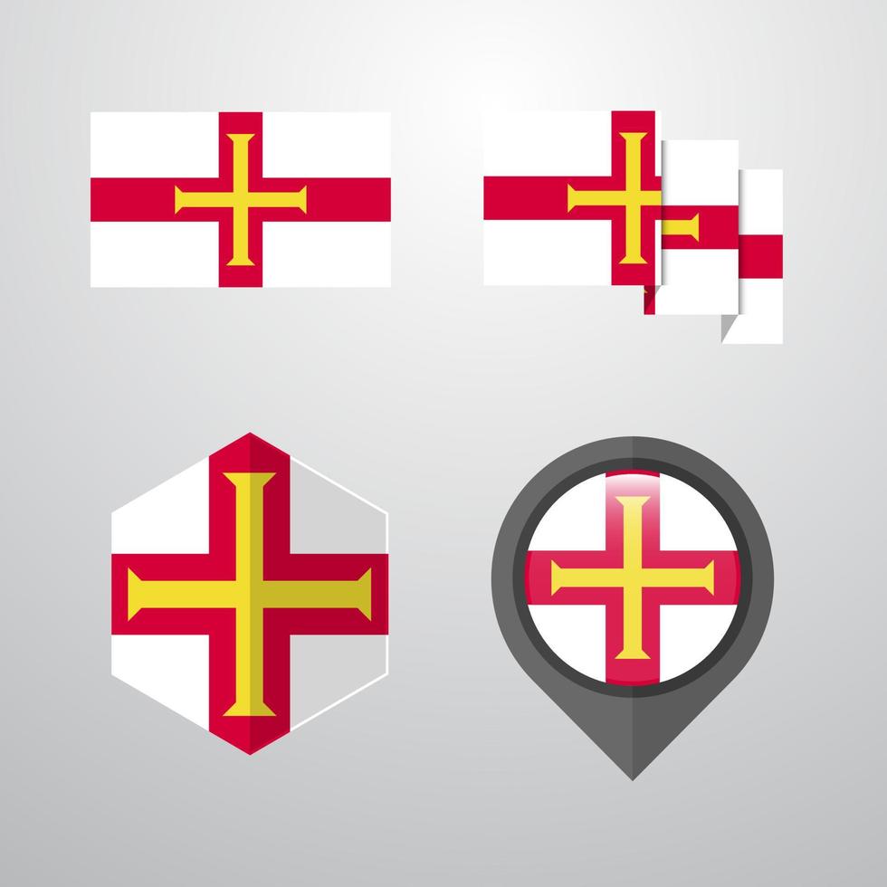 Guernsey flag design set vector