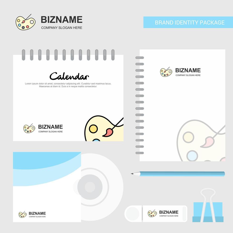 Paint tray Logo Calendar Template CD Cover Diary and USB Brand Stationary Package Design Vector Template