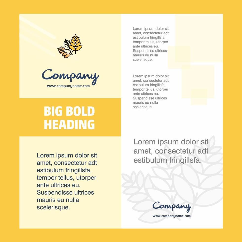 Wheat Company Brochure Title Page Design Company profile annual report presentations leaflet Vector Background