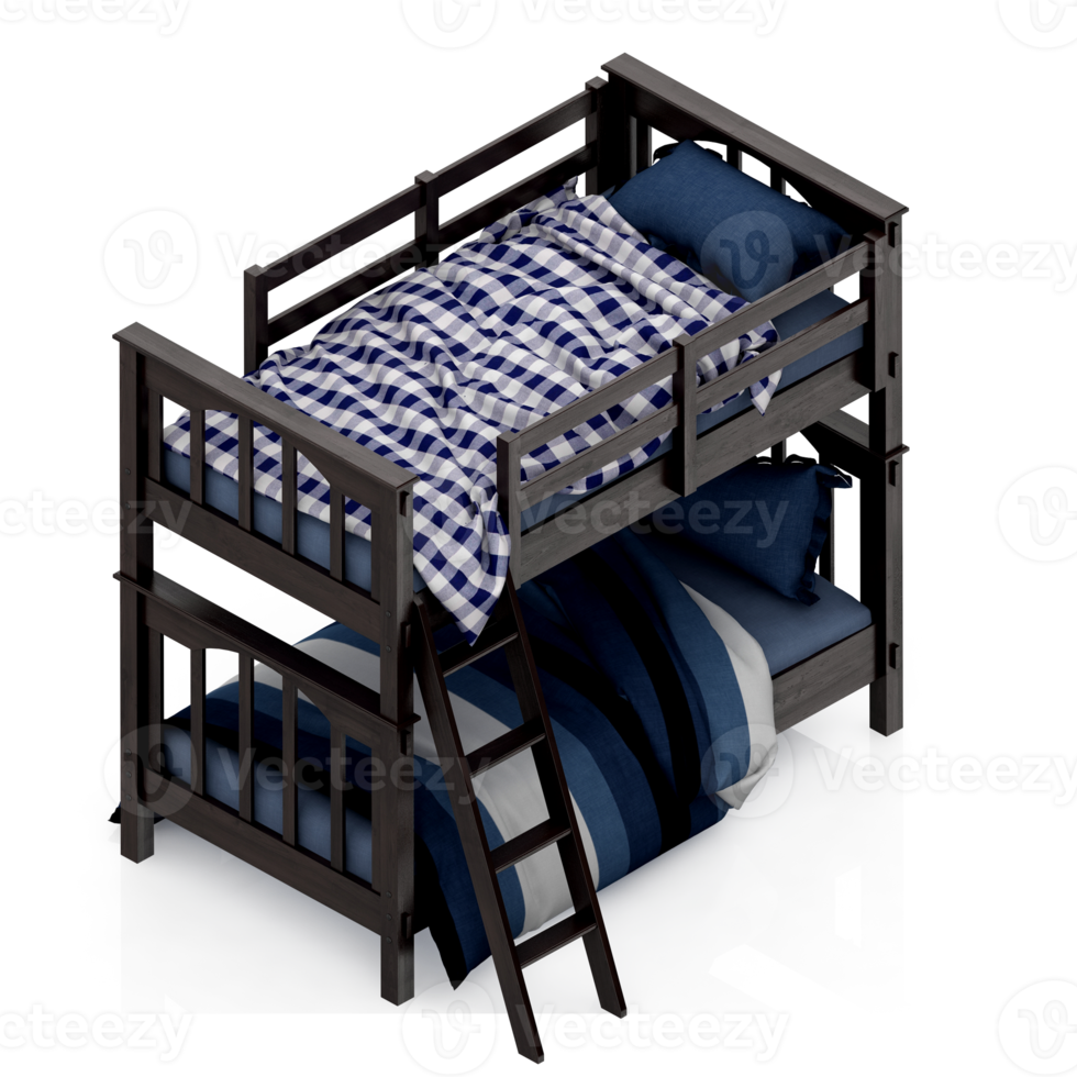 Isometric Bedroom 3D render png