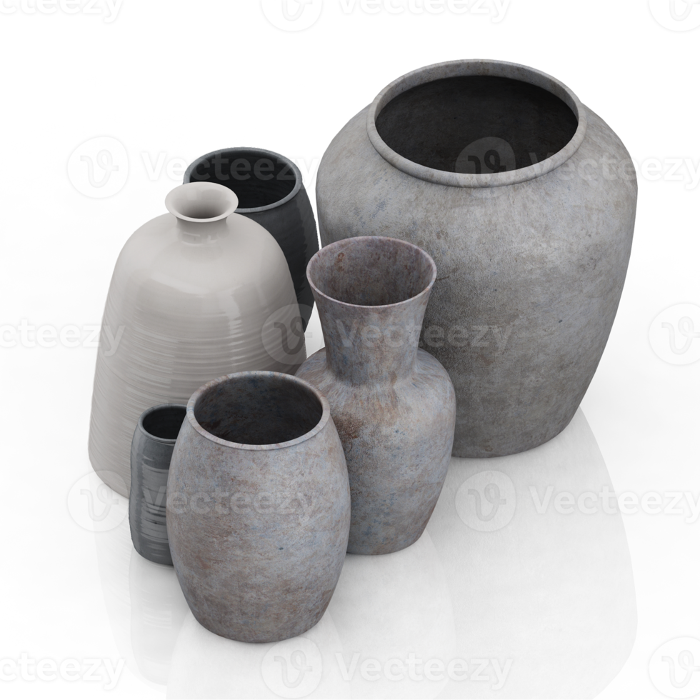 vases isométriques rendu 3d png