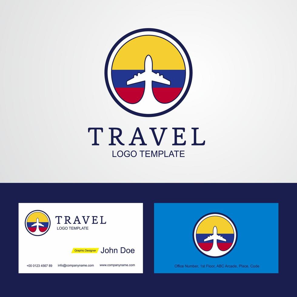 diseño de logotipo y tarjeta de visita de bandera de círculo creativo de colombia de viaje vector