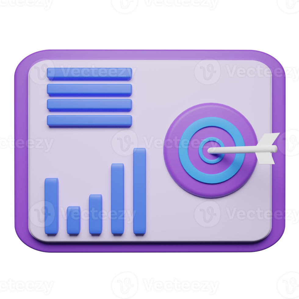 Target charts and documents 3d icon, perfect for use as an additional element in your poster, banner and template designs png