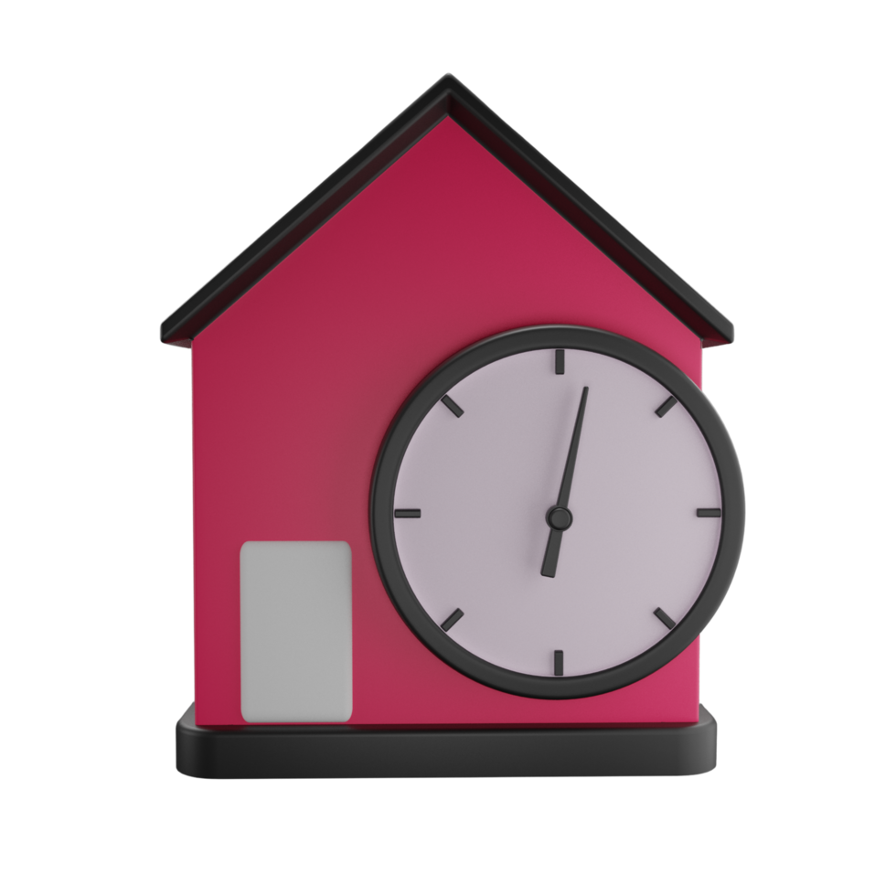 icono 3d del reloj de la casa, perfecto para usar como elemento adicional en sus diseños de afiches, pancartas y plantillas png