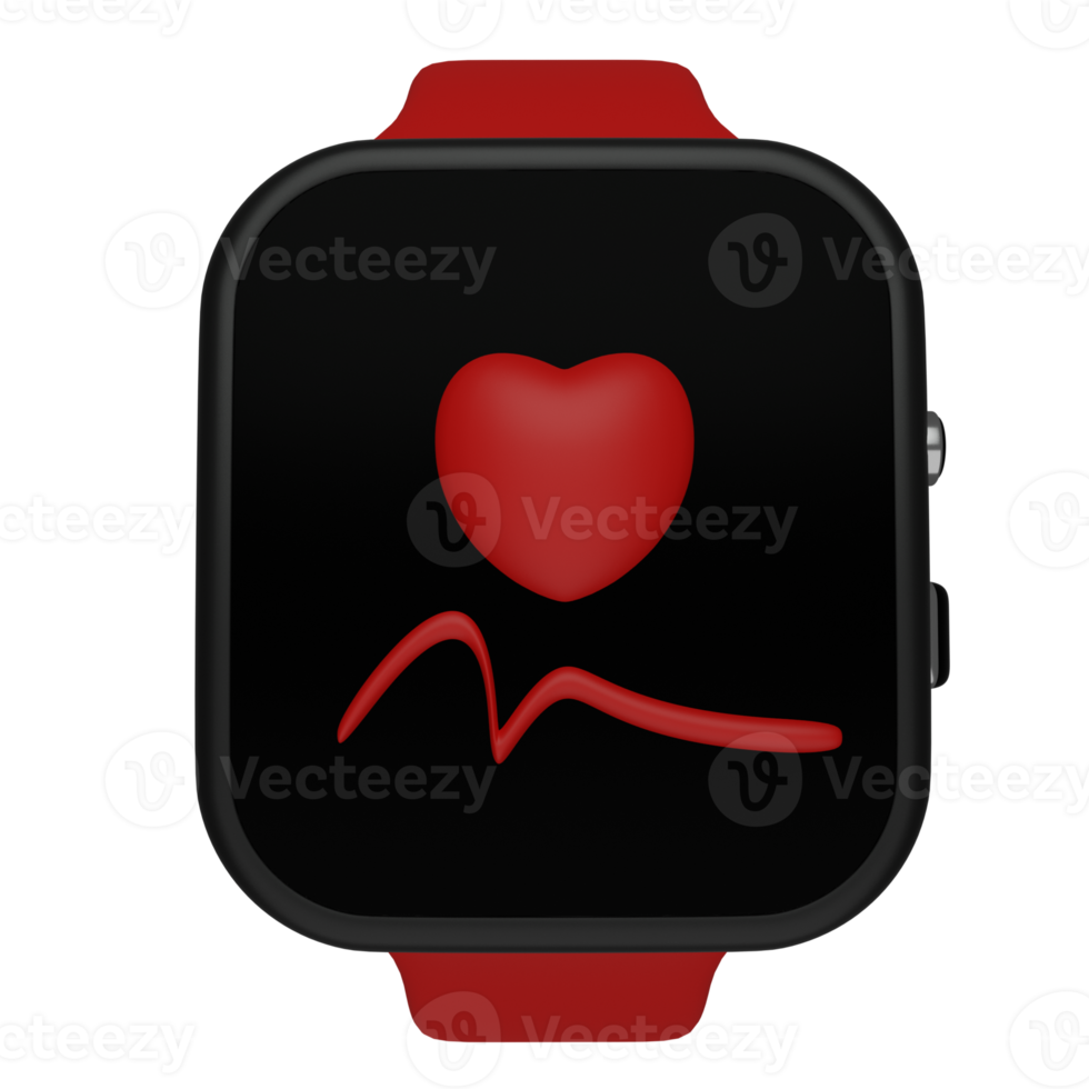 Smart watch pulse heart 3d icon, perfect to use as an additional element in your poster, banner and template designs png