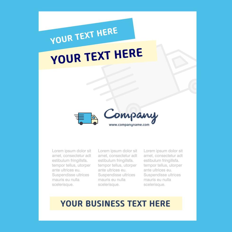 Truck Title Page Design for Company profile annual report presentations leaflet Brochure Vector Background