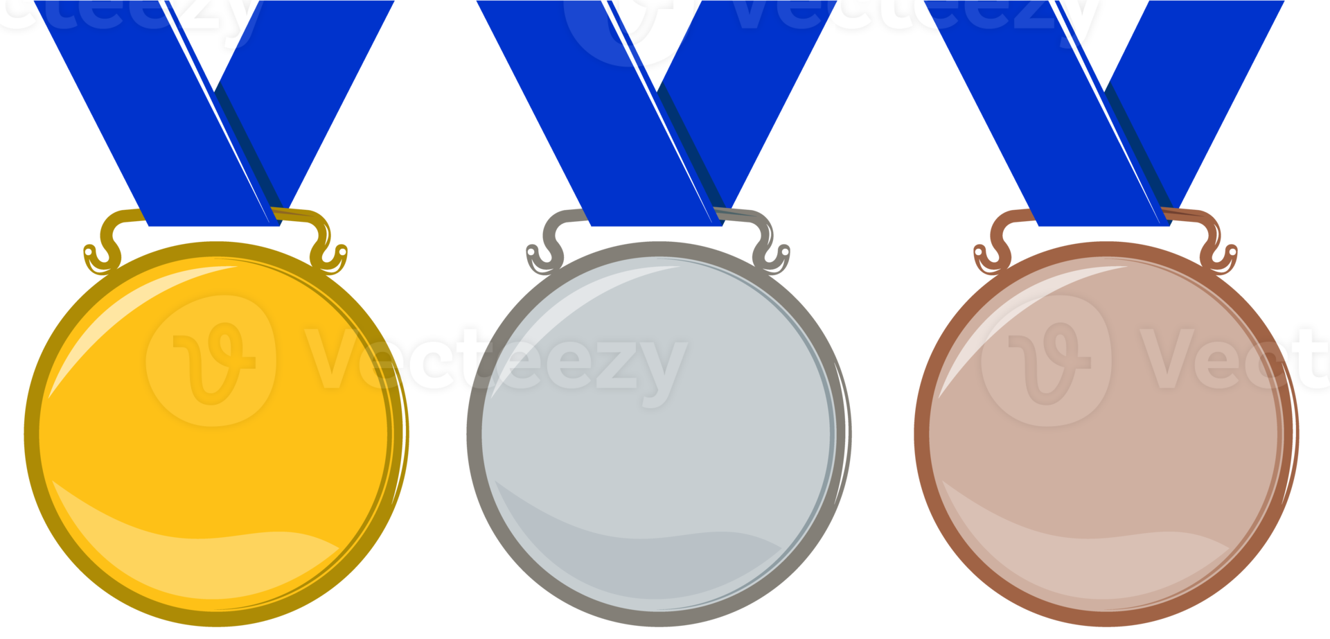 gold silver bronze Medals With Ribbon png