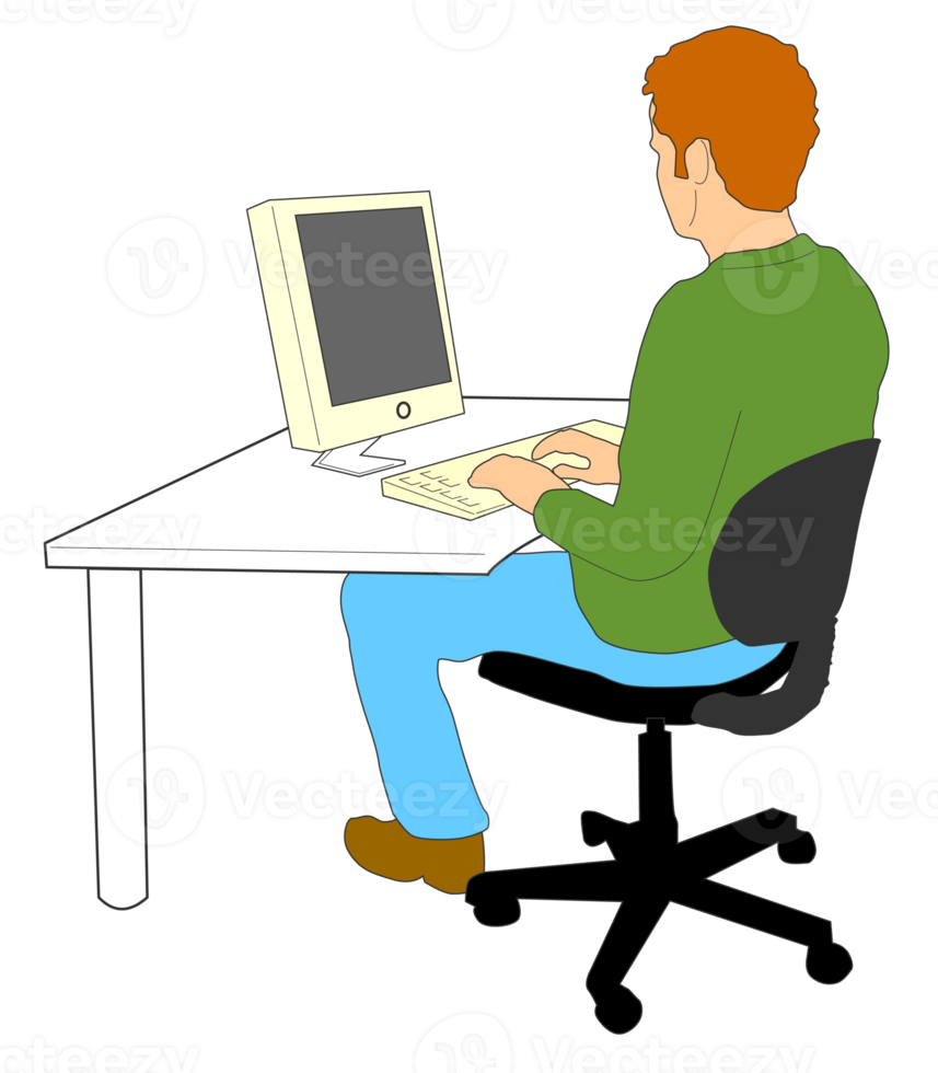 Man Typing Computer png