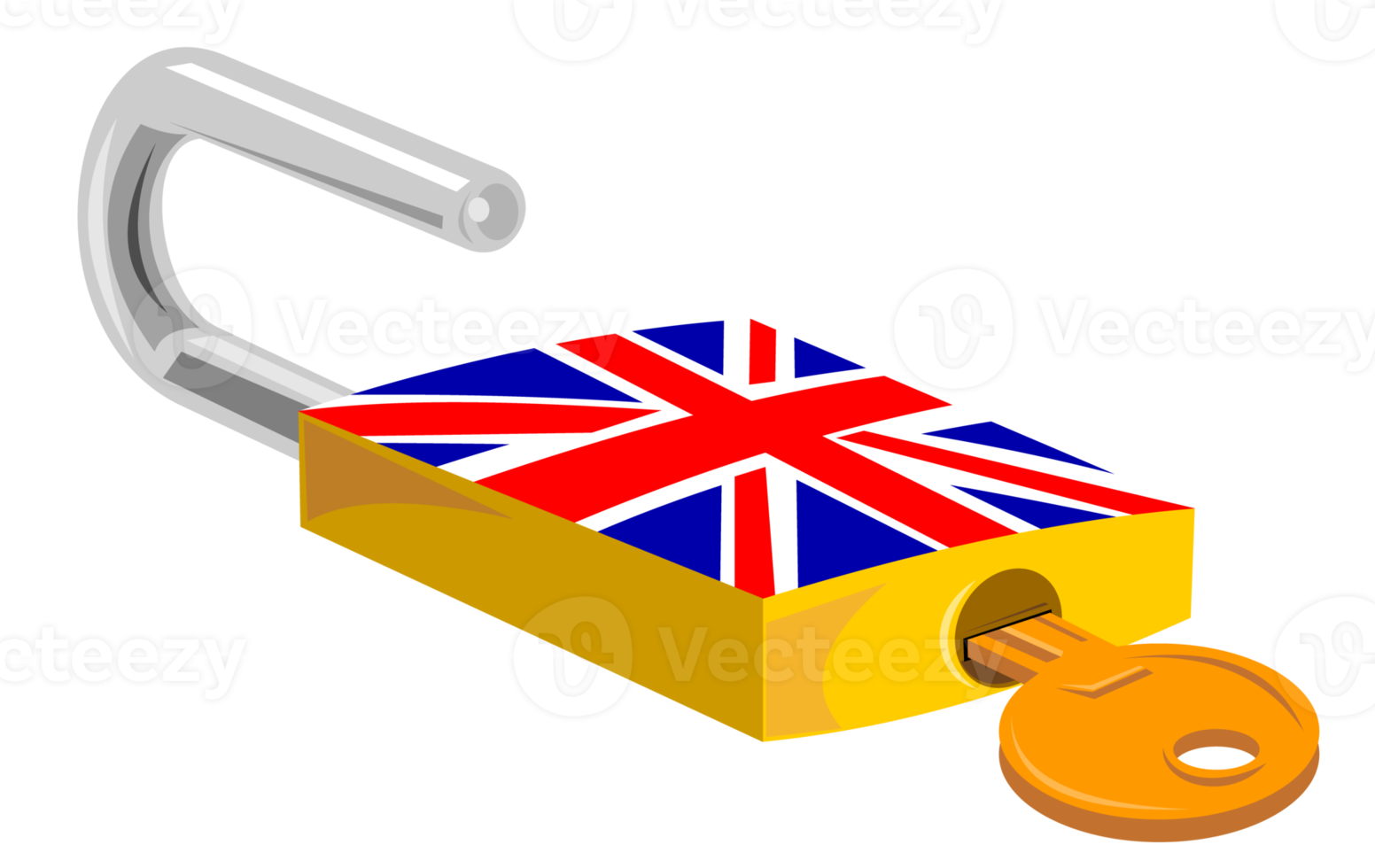 candado y llave diseño de bandera británica png