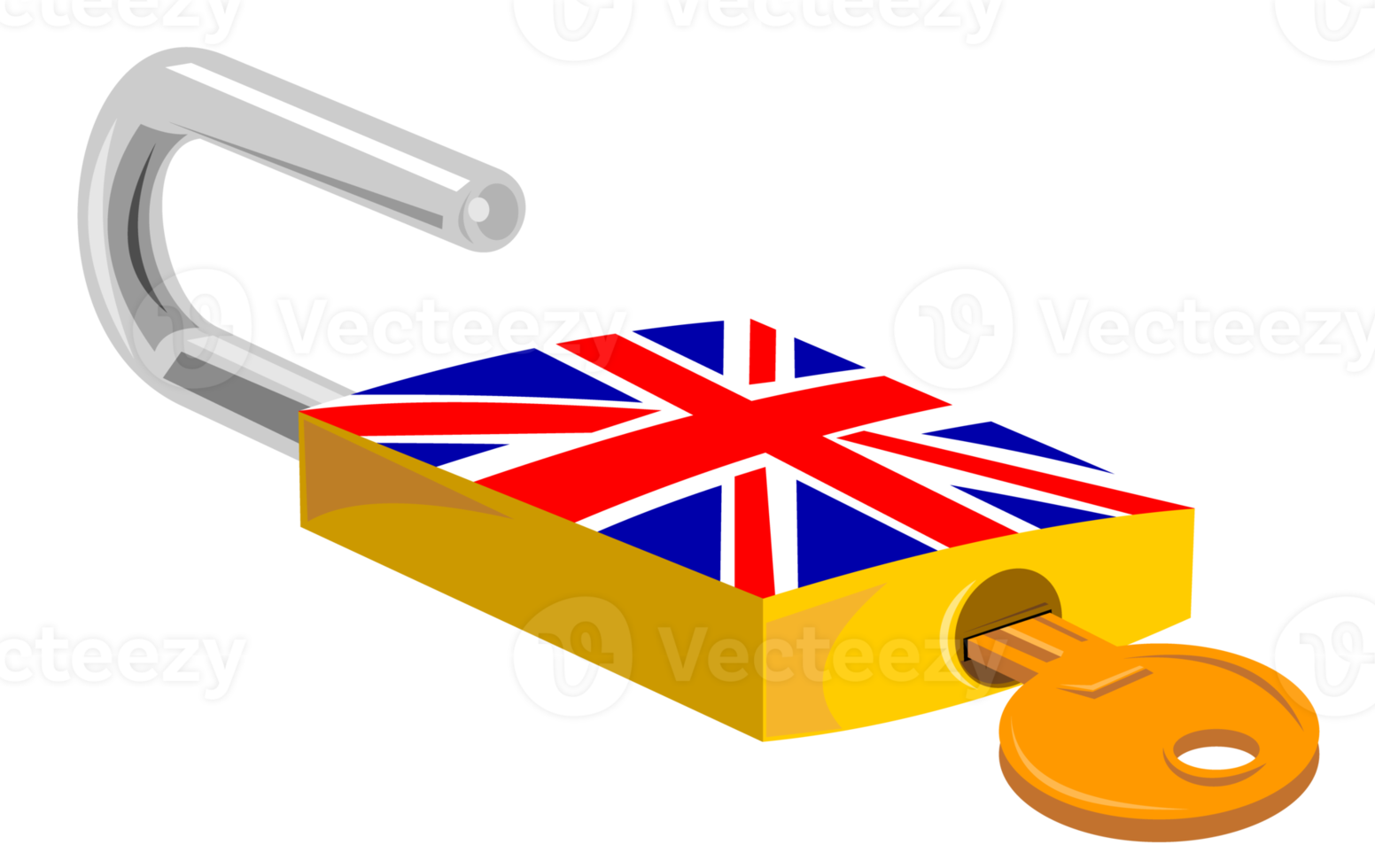 Vorhängeschloss und Schlüssel britisches Flaggendesign png