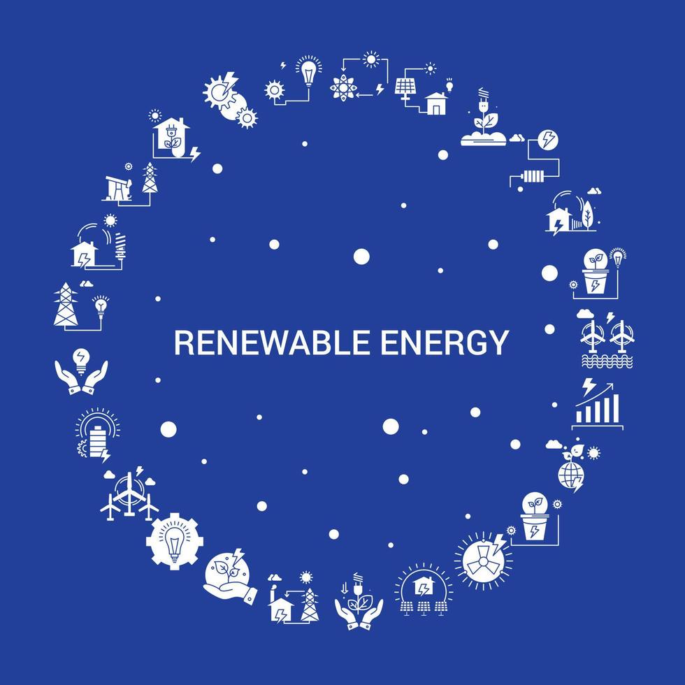 conjunto de iconos de energía renovable plantilla de vector infográfico