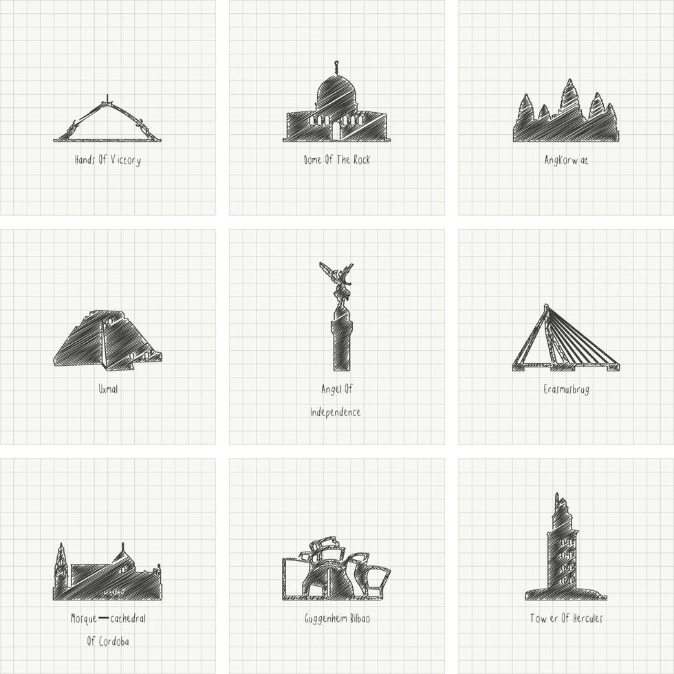 vector de diseño de monumentos famosos del mundo