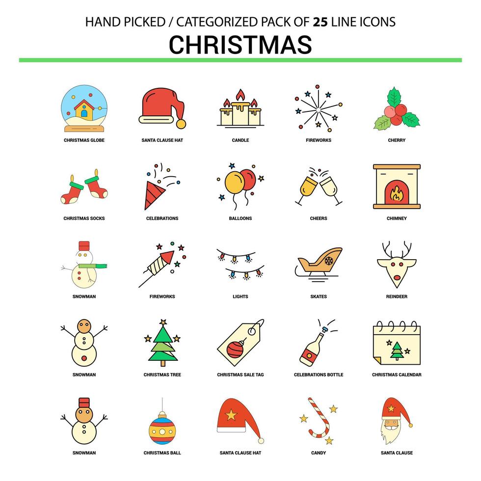 Christmas Flat Line Icon Set Business Concept Icons Design vector