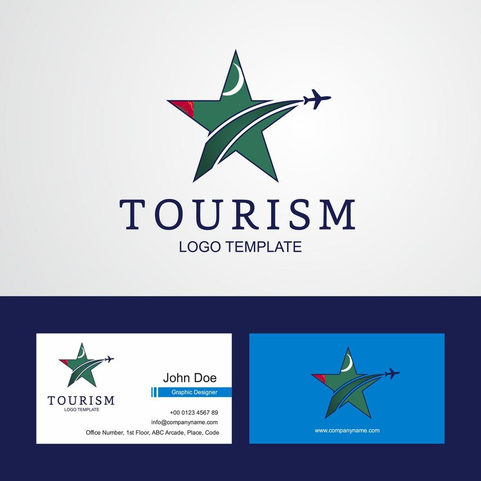 logotipo de estrella creativa de bandera de turkmenistán de viaje y diseño de tarjeta de visita vector