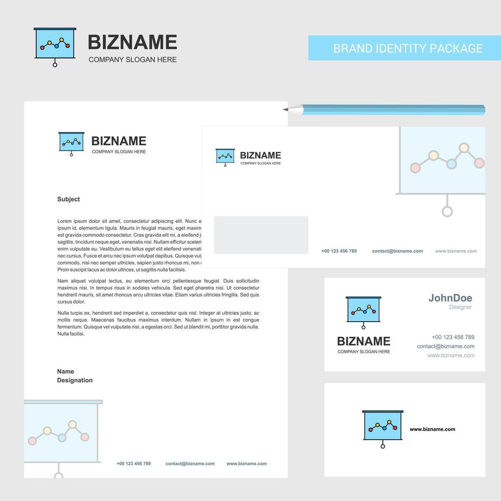 Graph chart Business Letterhead Envelope and visiting Card Design vector template