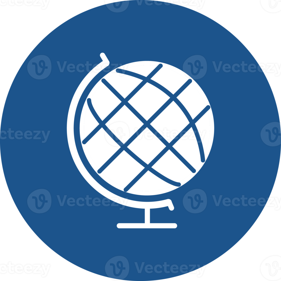 design de ícones globais simulados no círculo azul. png