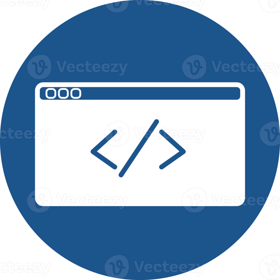 Programming icons design in blue circle. png