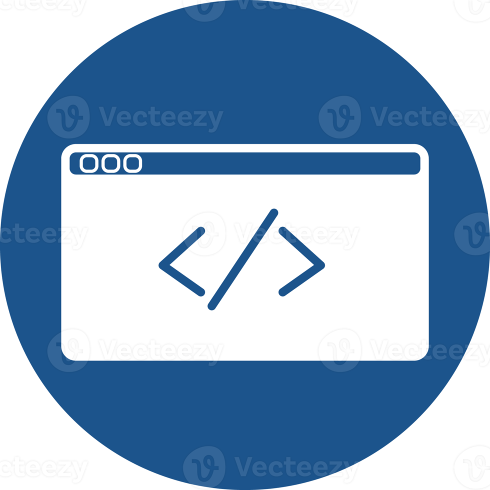 design de ícones de programação no círculo azul. png